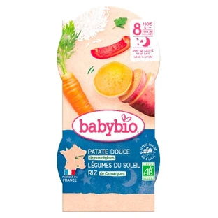 Babybio „Good Night“ – Süßkartoffel, sonnengereiftes Gemüse und Reis – ab 8 Monaten – Bio – 2 Schälchen à 200 g