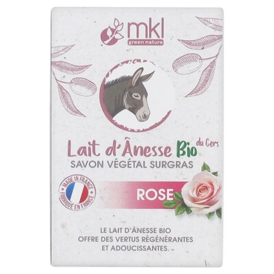 MKL Green Nature Lait d'Ânesse Bio du Gers Savon Végétal Surgras Rose 100 g