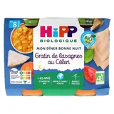 HiPP My Goodnight Dinner: Lasagnegratin met selderij, vanaf 8 maanden, biologisch, 2 potjes