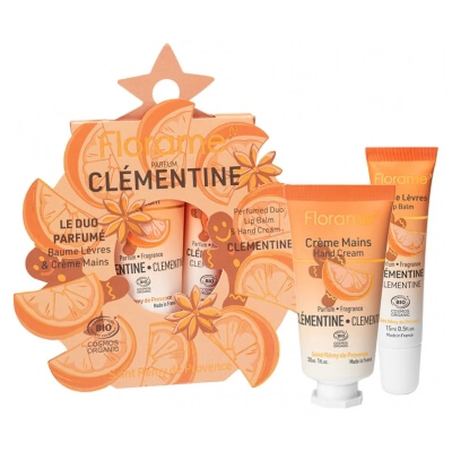 Florame The Clementine Geurduo: Biologische lippenbalsem 15 ml + Biologische handcrème 30 ml