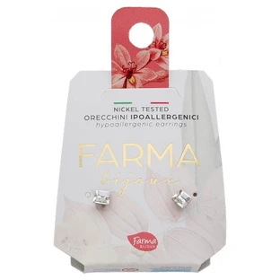 Farma Bijoux: Pendientes hipoalergénicos con cristales cuadrados, 4 mm