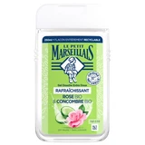 Gel de ducha refrescante y extra suave de Le Petit Marseillais con rosa y pepino ecológicos, 250 ml