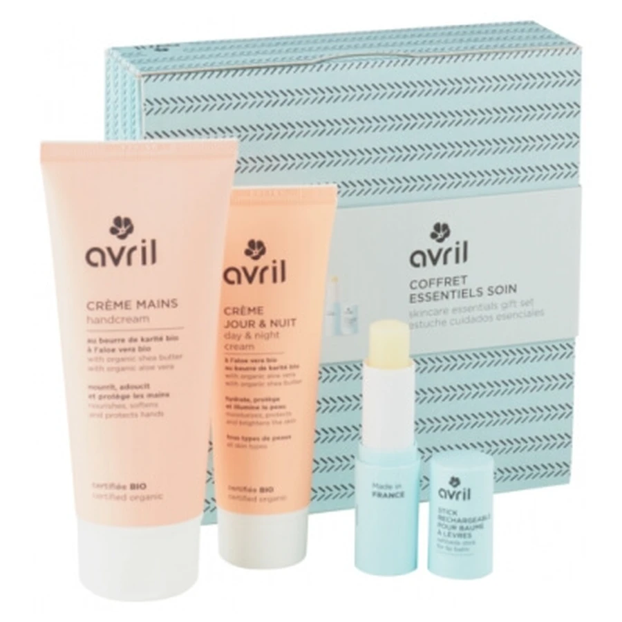 Cadeauset met essentiële biologische huidverzorgingsproducten voor april