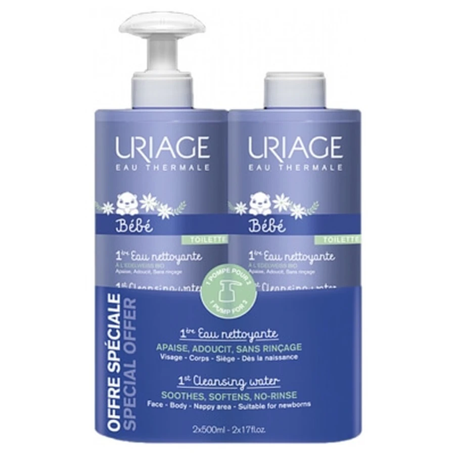 Agua desmaquillante Uriage Baby 1st, paquete de 2 (500 ml cada una)