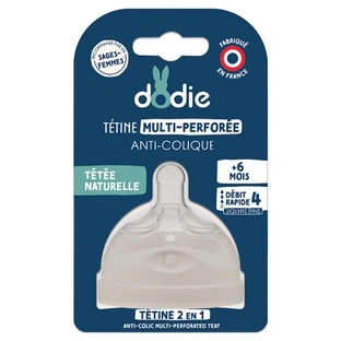 Dodie Multi-Perforated Anti-Colic Pacifier, Fast Flow, for Thick Liquids, 6 Months and Up