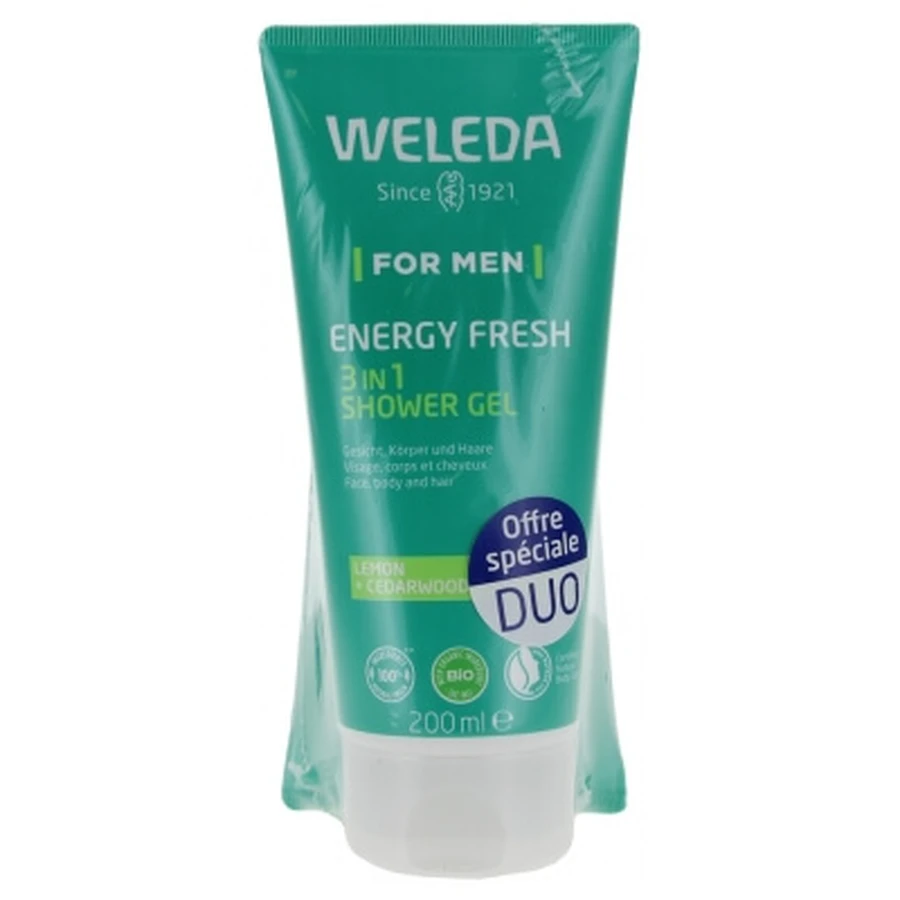 Weleda Men’s Energy Fresh 3-in-1-Duschgel, 2er-Pack (je 200 ml)