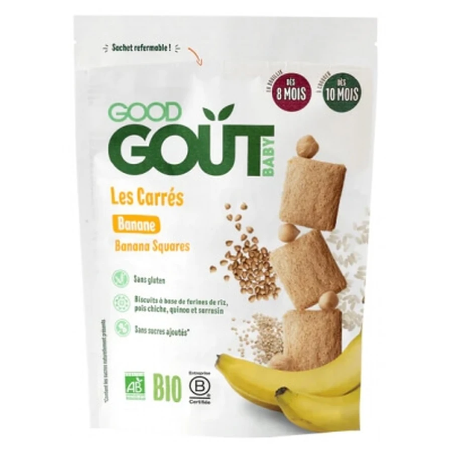 Good Goût Biologische Bananenblokjes, voor baby’s vanaf 8 maanden, 50 g
