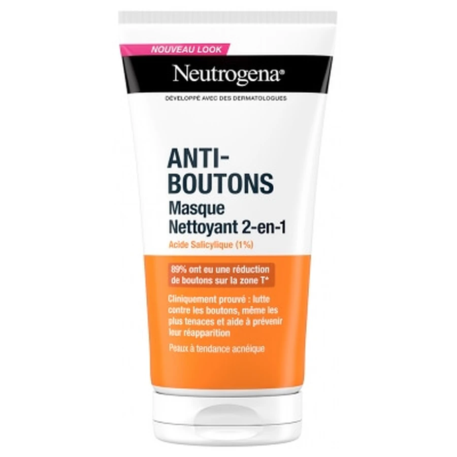 Neutrogena Limpiador y mascarilla 2 en 1 para el acné, 150 ml