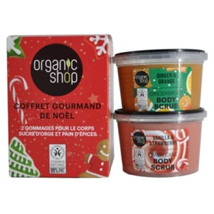 Organic Shop Kerstcadeauset voor fijnproevers: Gerstesuiker en peperkoek, 2 bodyscrubs