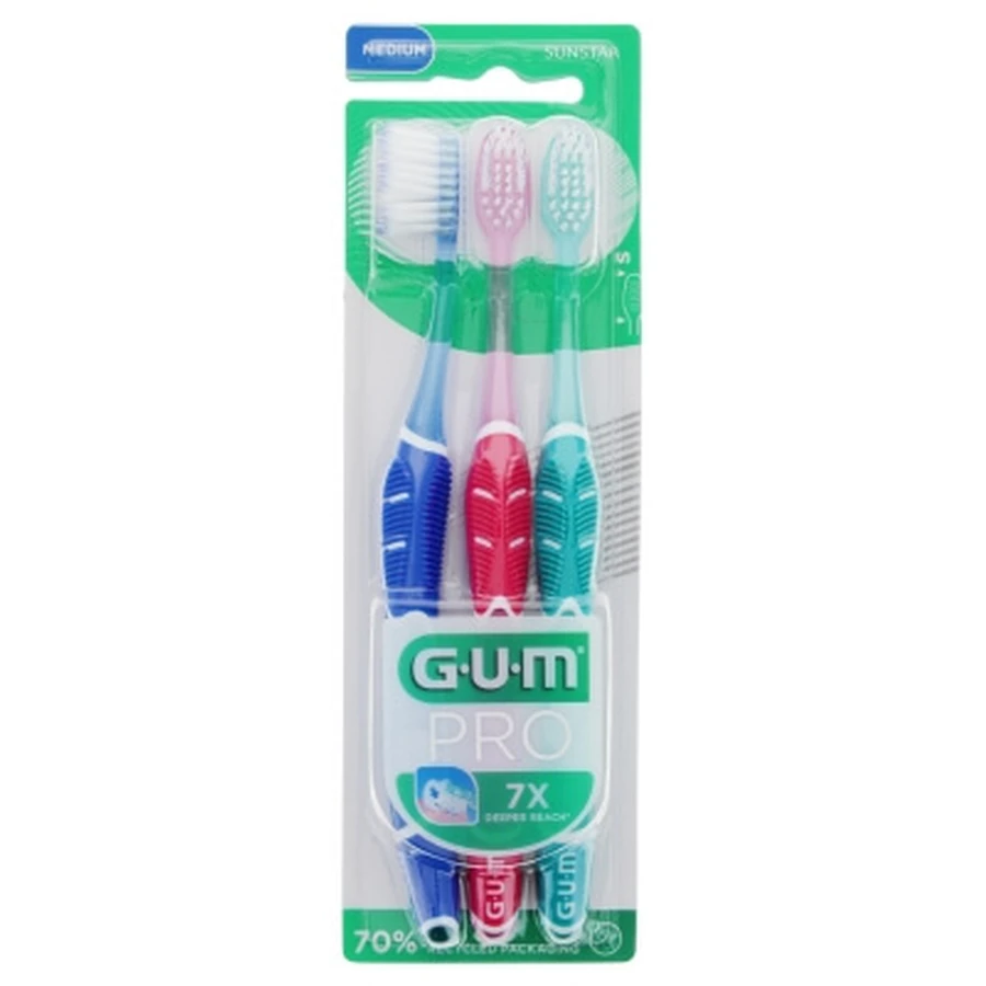 GUM PRO Medium tandenborstel, trio-pakket