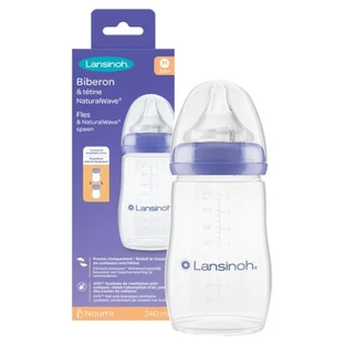 Biberón Lansinoh Natural Wave, a partir de los 3 meses, 240 ml