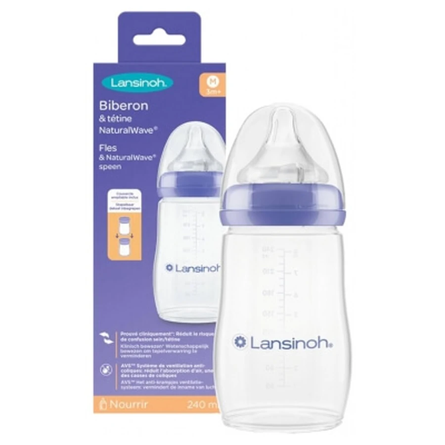 Lansinoh Natural Wave-Flasche, ab 3 Monaten, 240 ml