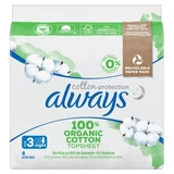 Always Cotton Protection 8 compresas higiénicas, talla 3, para la noche