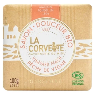 Jabón orgánico suave de melocotón La Corvette, 100 g