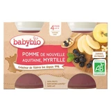 Babybio Apple and Blueberry, 4 Months and Up, Organic, 2 Jars of 130 g