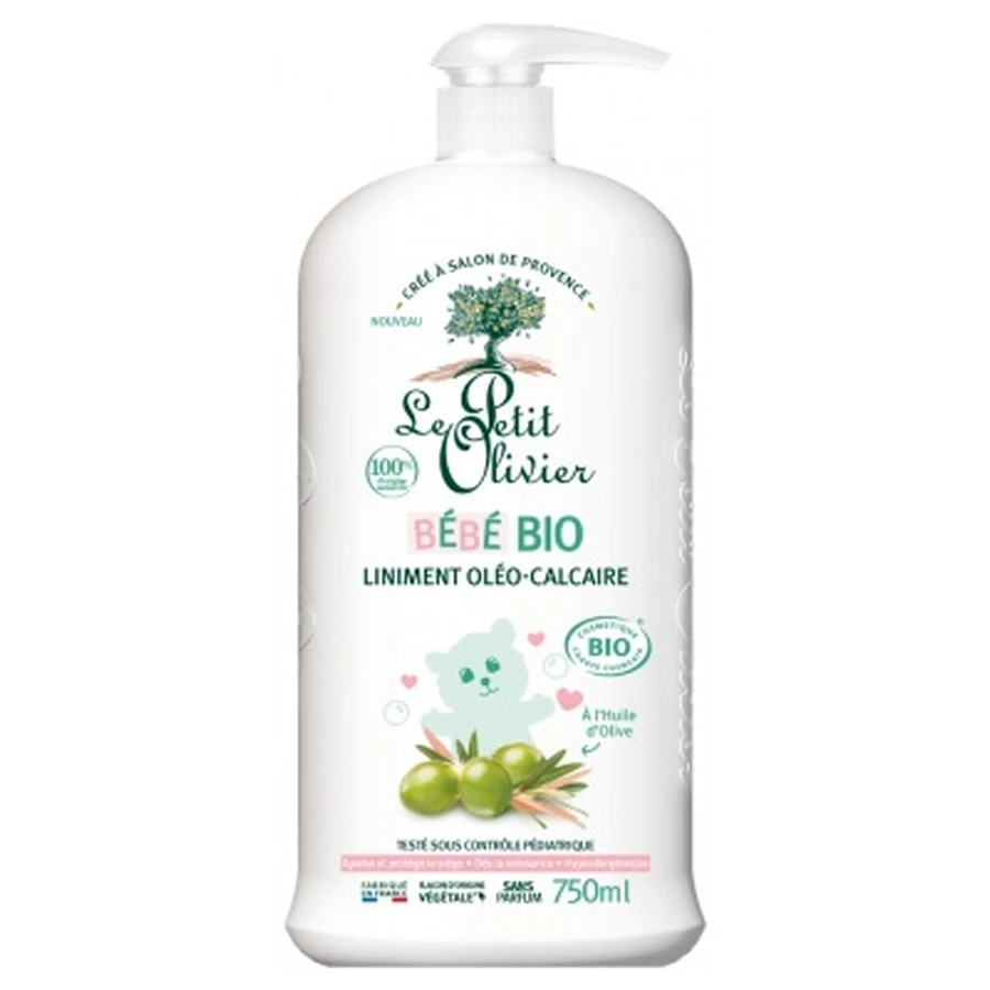 Le Petit Olivier Baby-Liniment mit Olivenöl und Limette mit Bio-Olivenöl, 750 ml