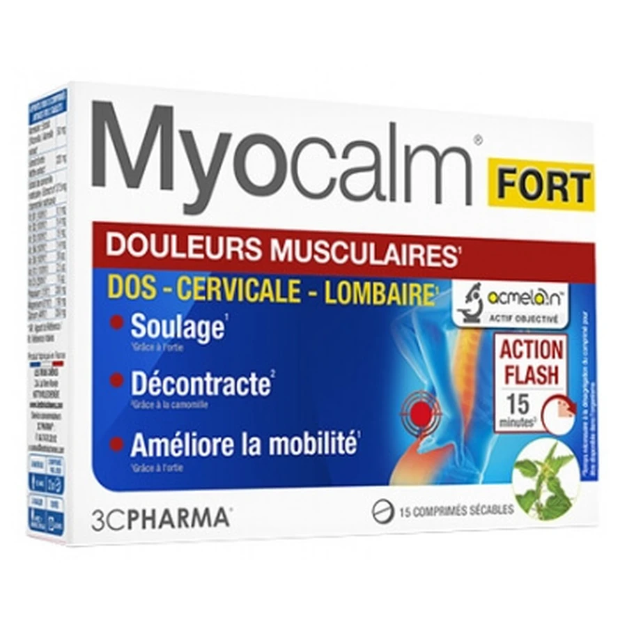 3C Pharma Myocalm Fort tegen spierpijn, 15 tabletten met breukstreep