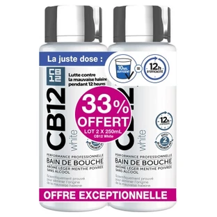 Enjuague bucal CB12 White de 12 horas, paquete de 2 (250 ml cada uno)