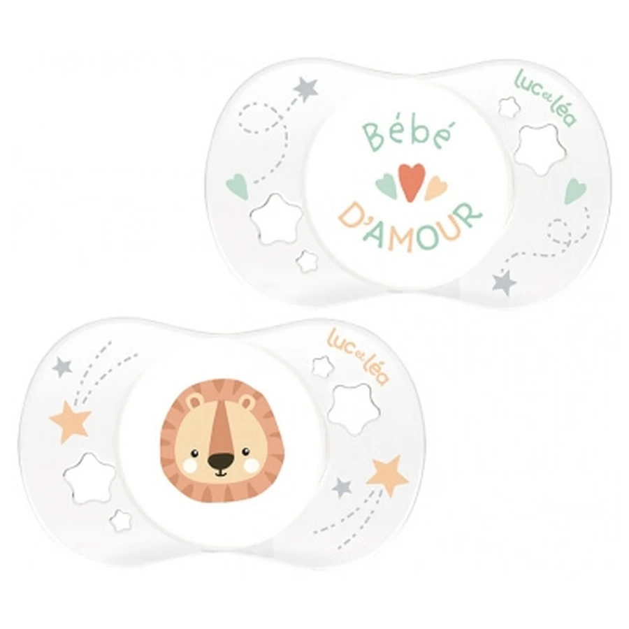 Luc en Léa Essentiel Naissance 2 anatomische fopspenen met comfortflens + 0–2 maanden