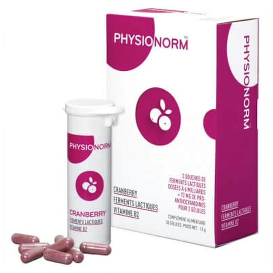 Immubio Physionorm: arándano rojo, bacterias lácticas y vitamina B2 — 30 cápsulas