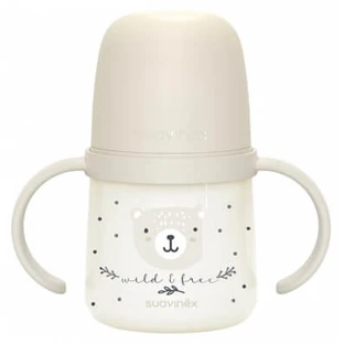 Suavinex Night & Day Baby Bottle with Handles and Soft Spout, 150 ml, 6 Months and Up