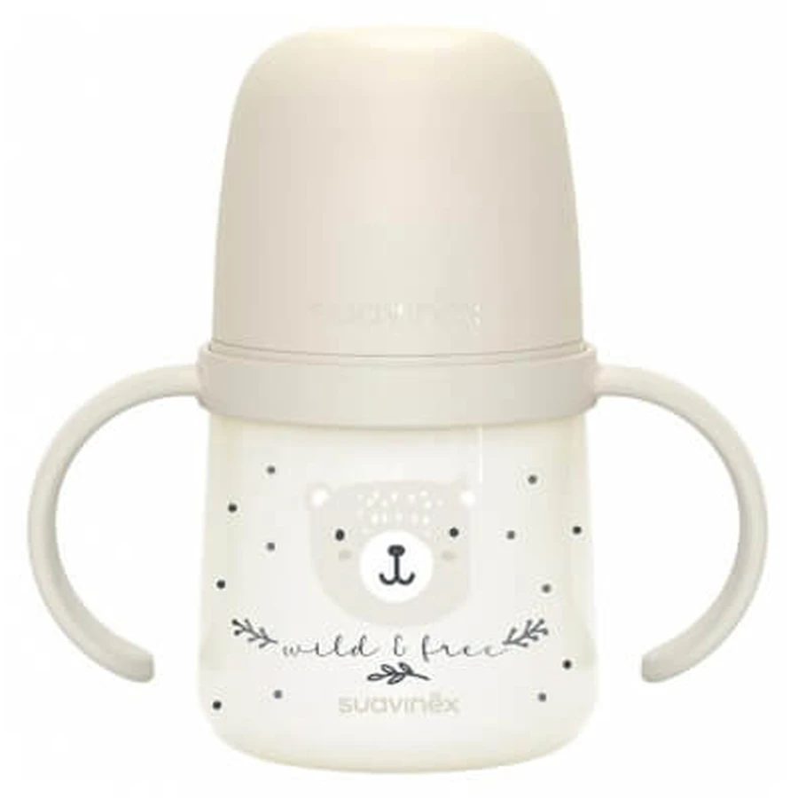 Suavinex Night & Day Baby Bottle with Handles and Soft Spout, 150 ml, 6 Months and Up