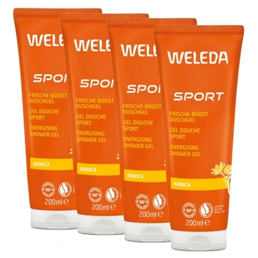 Weleda Arnica Sport Shower Gel, 4-Pack (200 ml each)