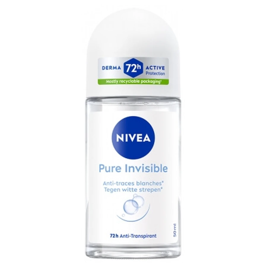 Nivea Pure Invisible 72-uurs anti-transpirant deodorant roll-on, 50 ml