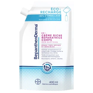 Bepanthen Derma Crème Riche Réparatrice Corps Peaux Très Sèches et Sensibles Éco-Recharge 400 ml