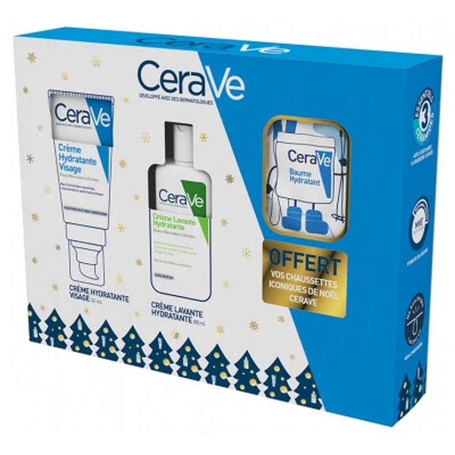 Crema hidratante facial CeraVe 52 ml + Crema limpiadora hidratante 88 ml + Calcetines de regalo
