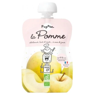 Compota de manzana ecológica Popote Gourde, para bebés de 4 a 6 meses en adelante, 120 g