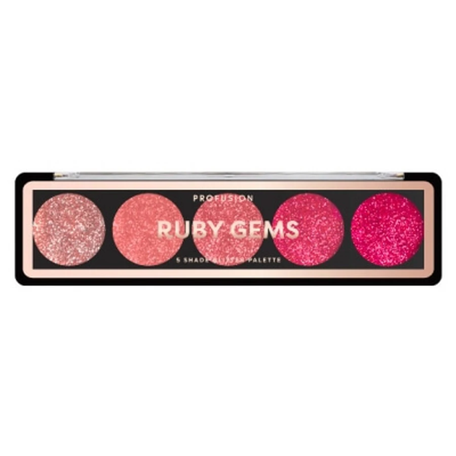 Profusion Cosmetics Ruby Gems Glitter-oogschaduwpalet, 5 tinten