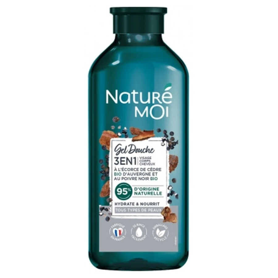 Gel de ducha 3 en 1 de cedro y pimienta negra de Naturé Moi, 250 ml