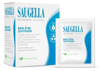 Saugella Dermoliquide Intimate Cleansing Wipes, 10 Individual Wipes