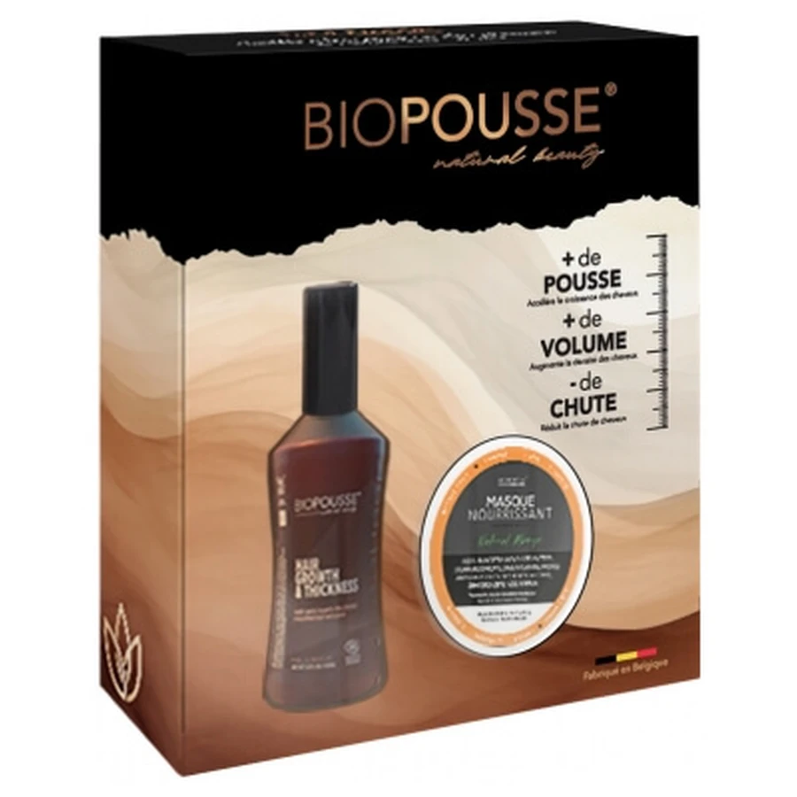 Biopousse Coffret Lotion Capillaire Hair Growth & Thickness Bio 100 ml + Masque Nourrissant Natural Mango 50 ml