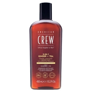 American Crew 3-in-1 Ginger Tea Shampoo, conditioner en douchegel voor haar en lichaam (450 ml), voedend en hydraterend
