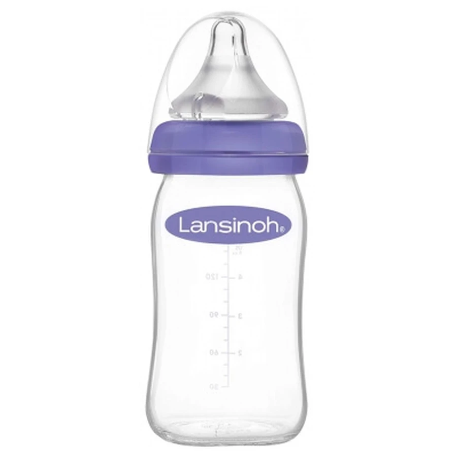 Biberón de cristal Lansinoh Natural Wave de flujo lento, 160 ml
