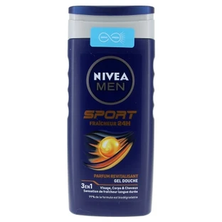Nivea Men Sport 24-Hour Freshness 3-in-1 Revitalizing Shower Gel for Face, Body, and Hair, 250 ml
