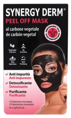 Incarose Synergy Derm Peel-Off Mask with Plant-Based Charcoal, 4 x 7 g