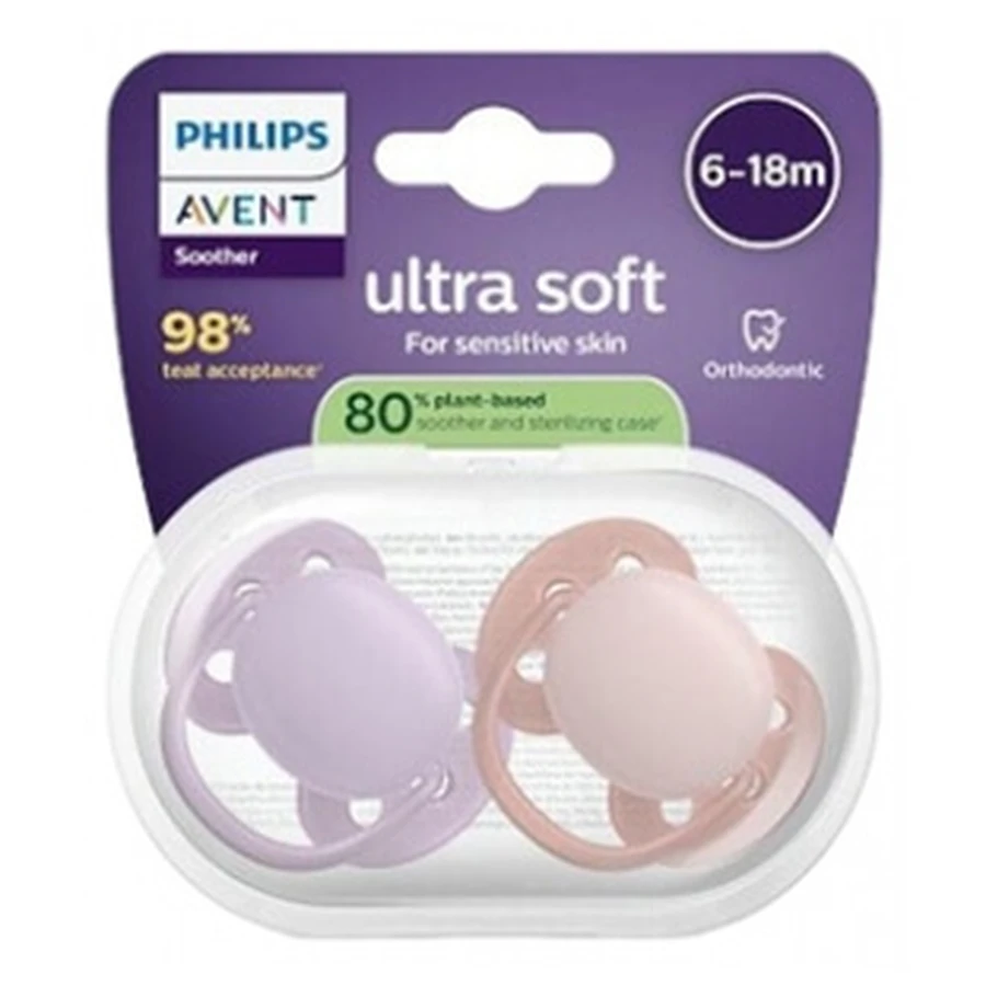 Chupetes ortodónticos de silicona Avent Ultra Soft 2, de 6 a 18 meses