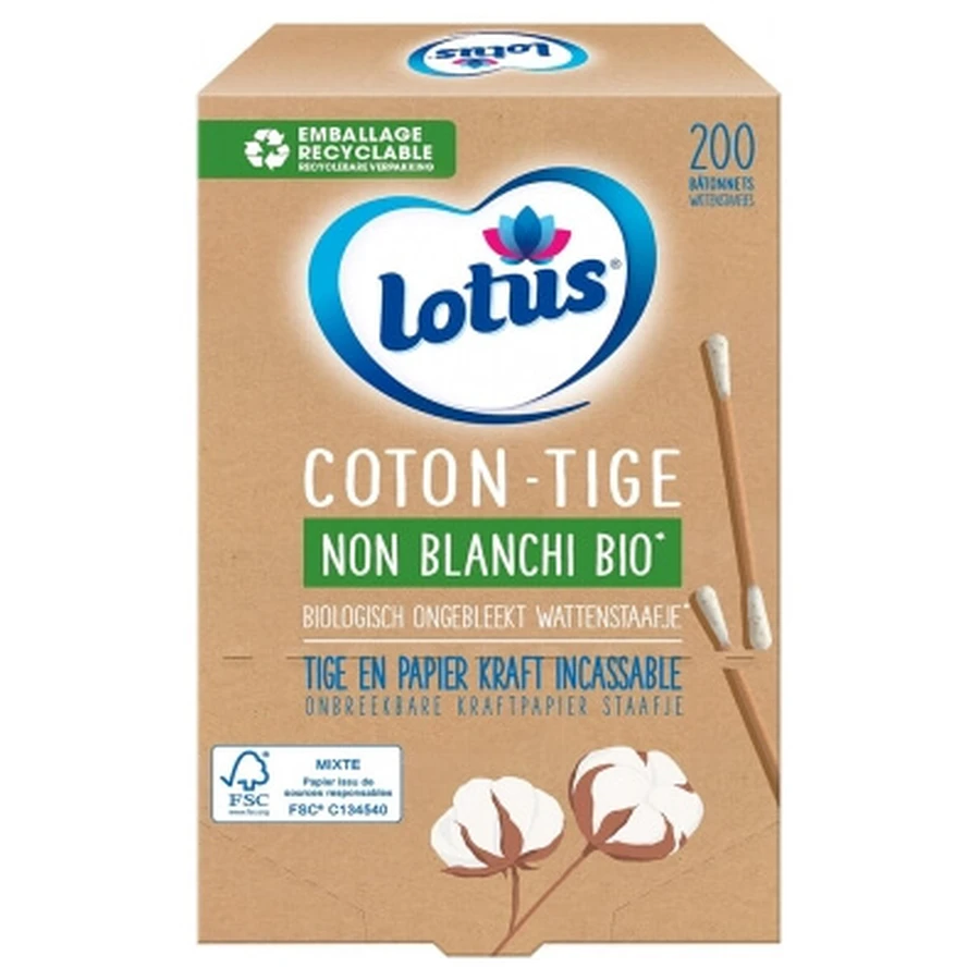 Lotus Unbleached Cotton Swabs, 200 Swabs