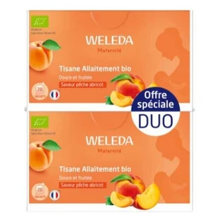 Weleda Bio-Kräutertee zur Stillzeit mit Pfirsich und Aprikose, Packung mit 2 x 20 Teebeuteln