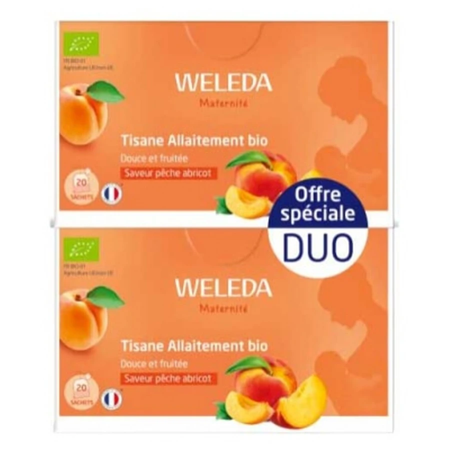 Weleda Bio-Kräutertee zur Stillzeit mit Pfirsich und Aprikose, Packung mit 2 x 20 Teebeuteln