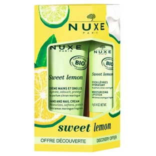 Nuxe Sweet Lemon biologische hand- en nagelcrème 30 ml + biologische hydraterende lippenbalsem 4 g