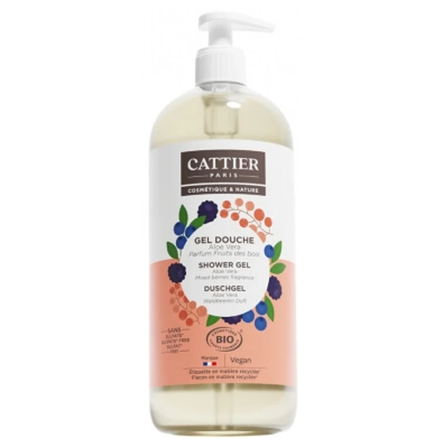Cattier Gel Douche Aloe Vera Fruits des Bois Bio 1 L