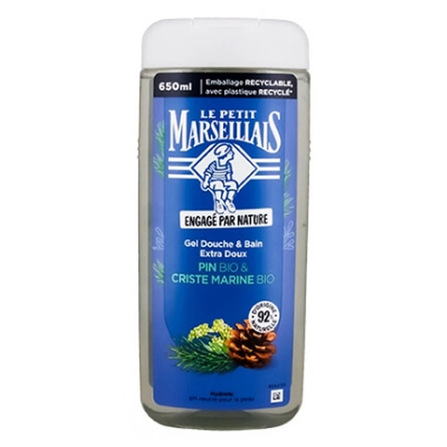 Gel de ducha y baño «Extra Suave» de Le Petit Marseillais con pino ecológico e hinojo marino ecológico, 650 ml