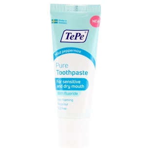 TePe Pure Toothpaste for Dry and Sensitive Mouths, Mild Mint, 15 ml