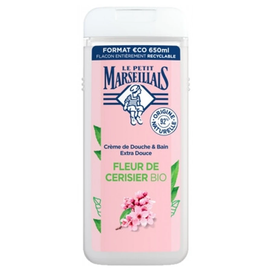 Le Petit Marseillais Extra Milde Biologische Douche- en Badcrème met Kersenbloesem, 650 ml