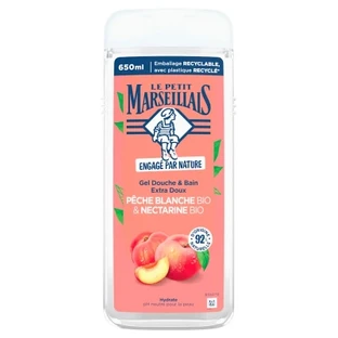 Le Petit Marseillais Extra sanftes Bio-Dusch- und Badegel mit weißem Pfirsich und Nektarine, 650 ml