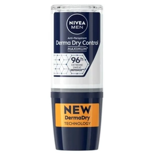 Nivea Men Derma Dry Control 96-Stunden-Antitranspirant-Deodorant als Roll-on, 50 ml